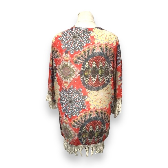 Daniel Rainn Women’s Open Front Fringe Boho Kimono Top, size XS/S - Picture 4 of 15